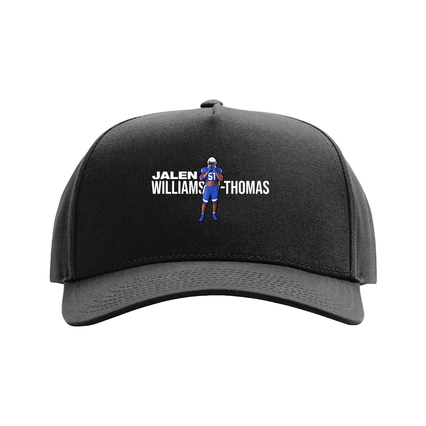 Full Fabric Five-Panel Champ Cap — Player Name in Black