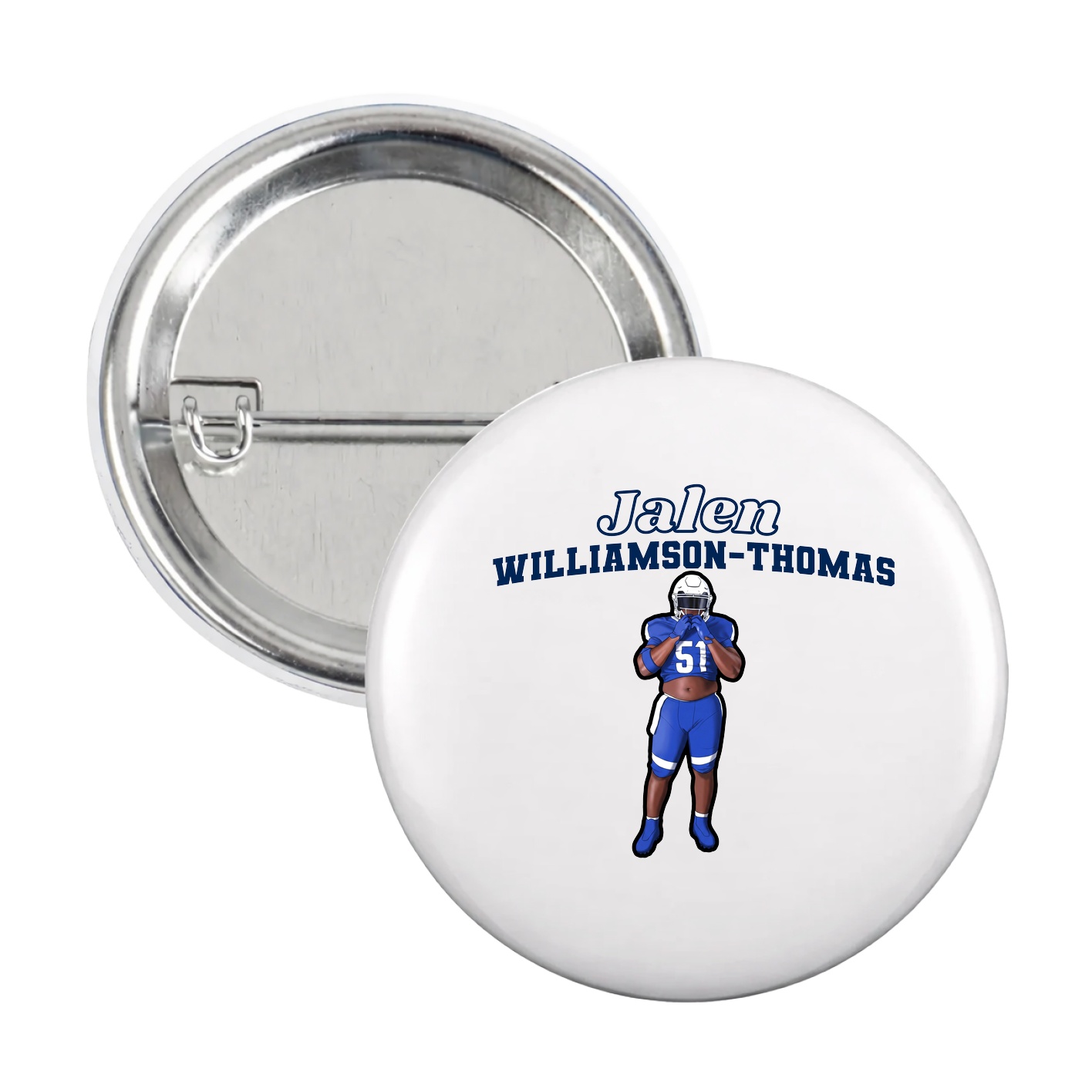 Game Day Button — Name Arch in White