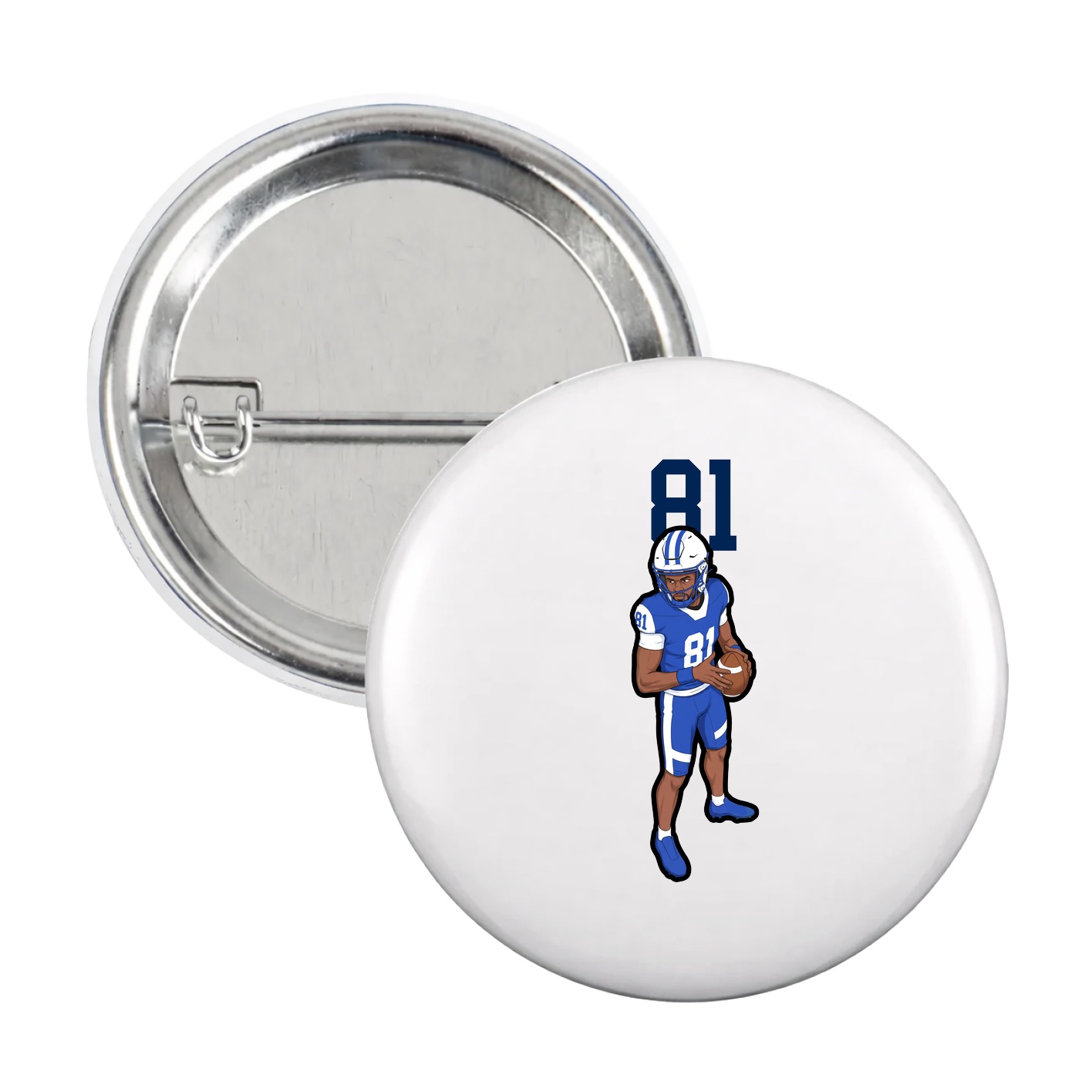 Game Day Button — Number Top in White