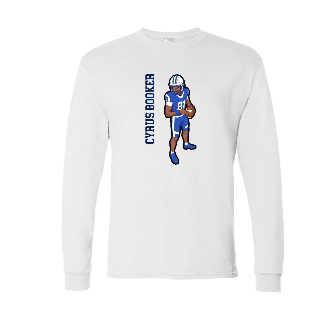Long Sleeve Tee — Name Vertical in White