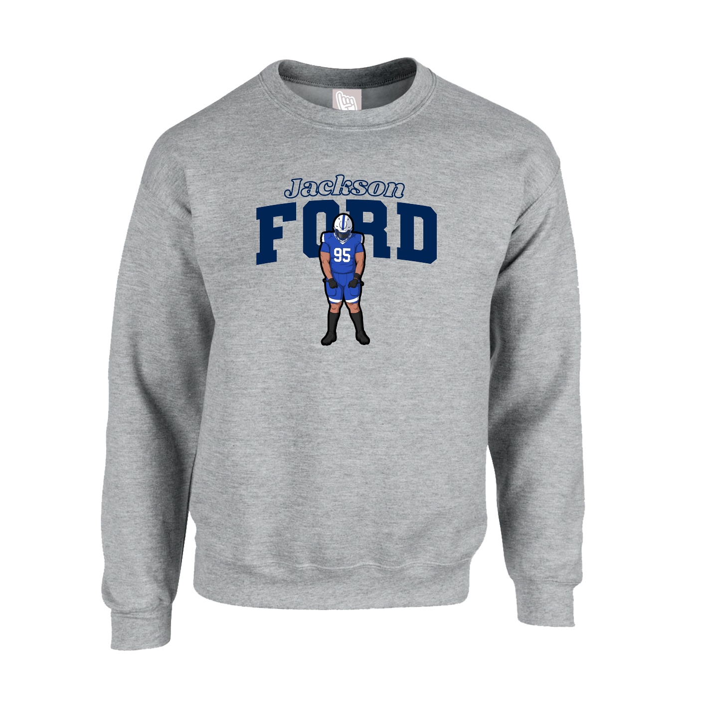 Fleece Crew — Name Arch in Grey