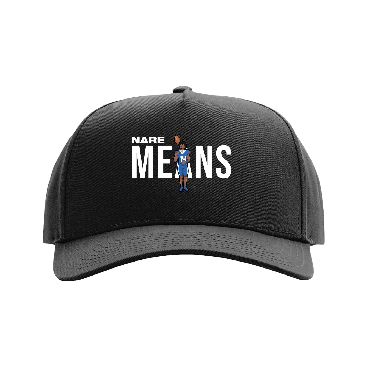 Full Fabric Five-Panel Champ Cap — Player Name in Black