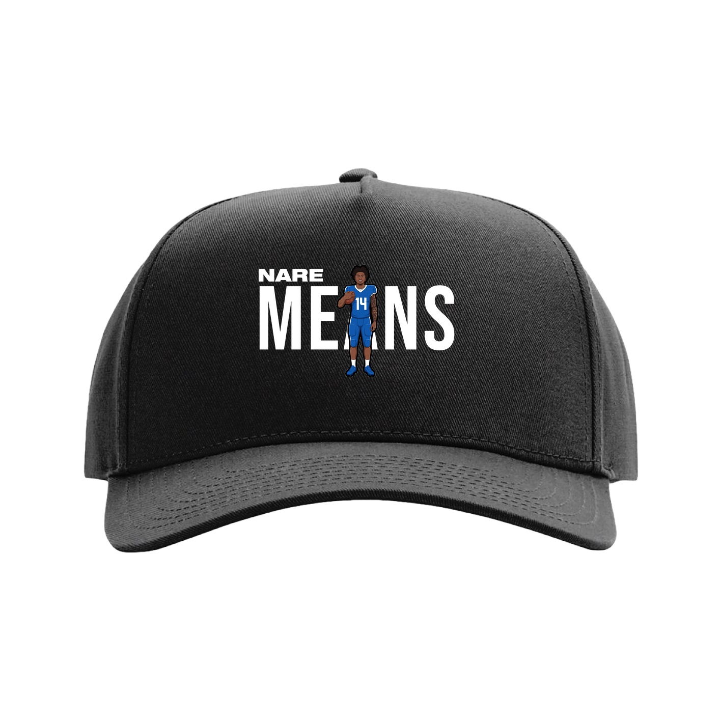 Full Fabric Five-Panel Champ Cap — Player Name in Black
