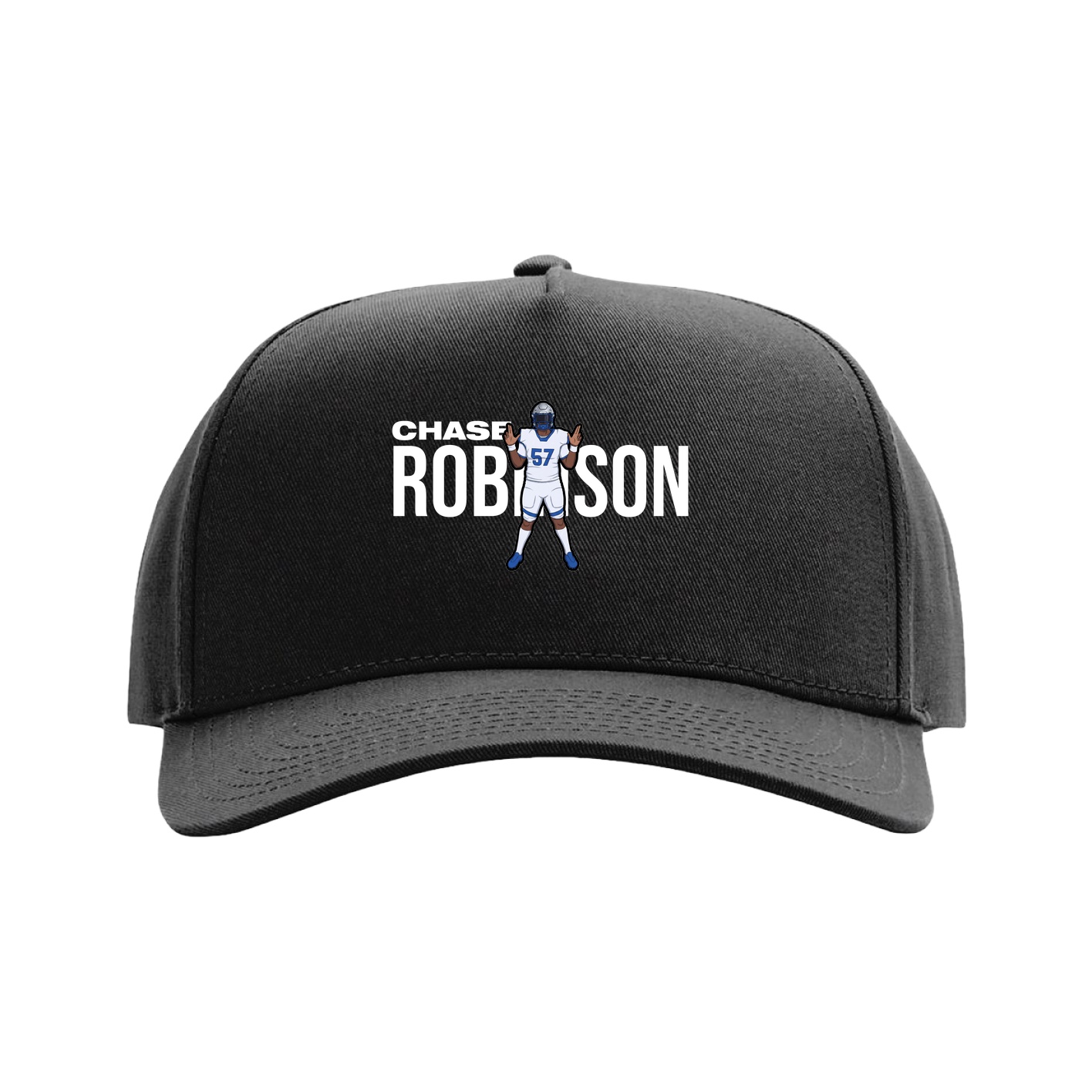 Full Fabric Five-Panel Champ Cap — Player Name in Black