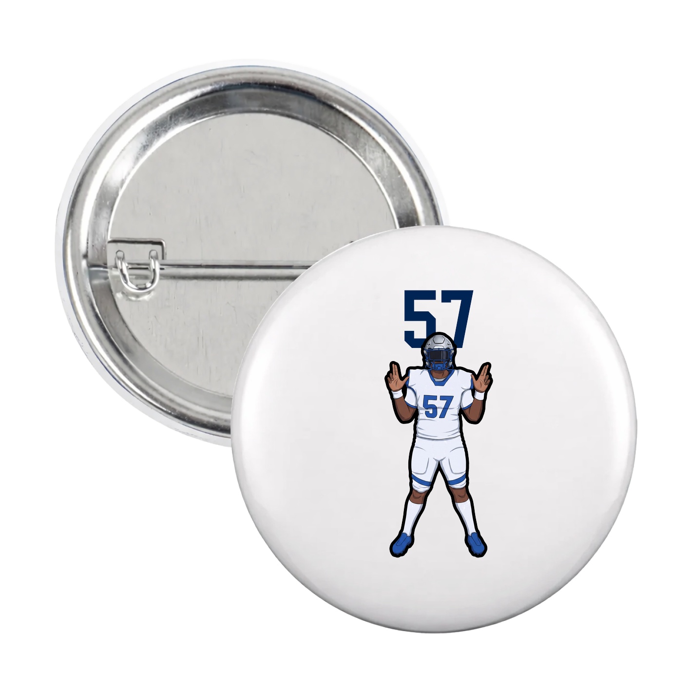 Game Day Button — Number Top in White
