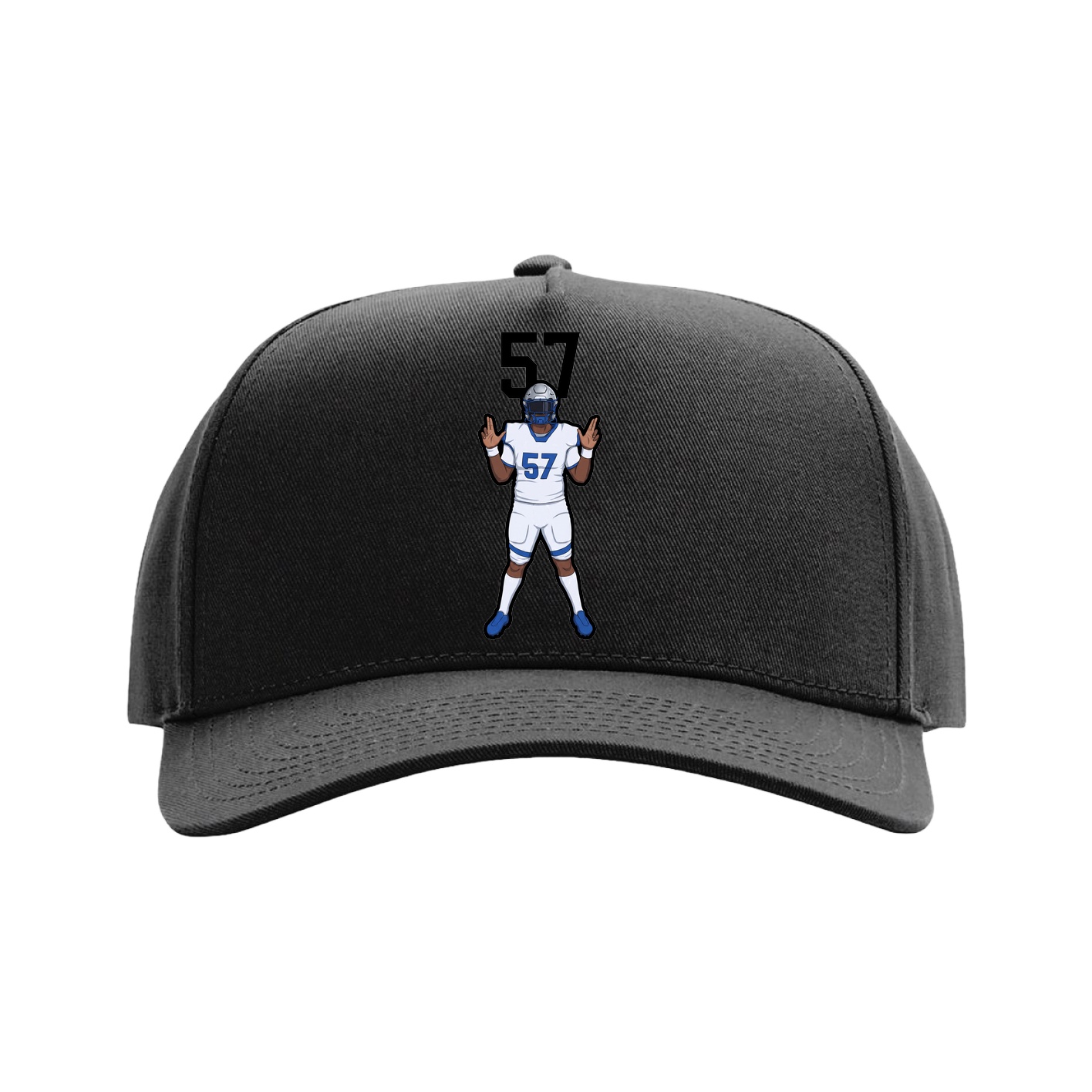Full Fabric Five-Panel Champ Cap — Number Top in Black