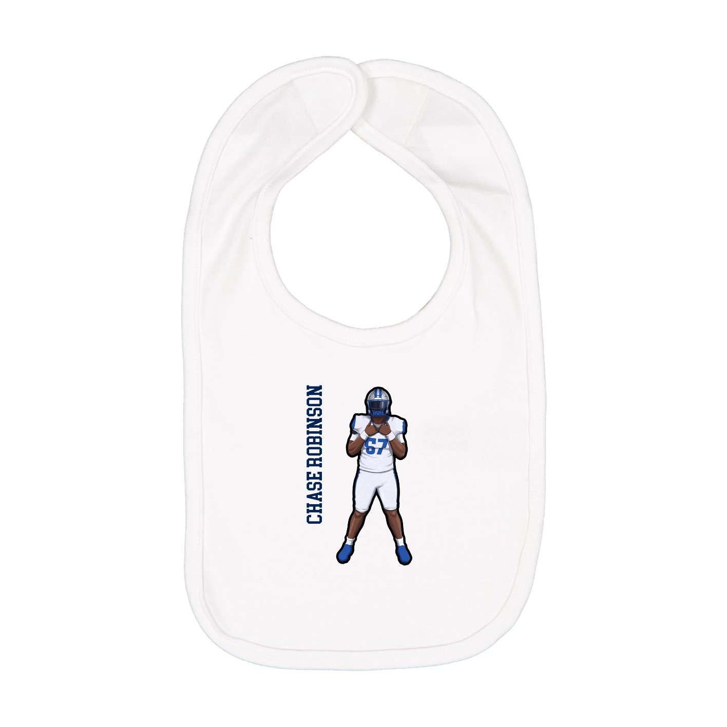 Infant Bib — Name Vertical in White