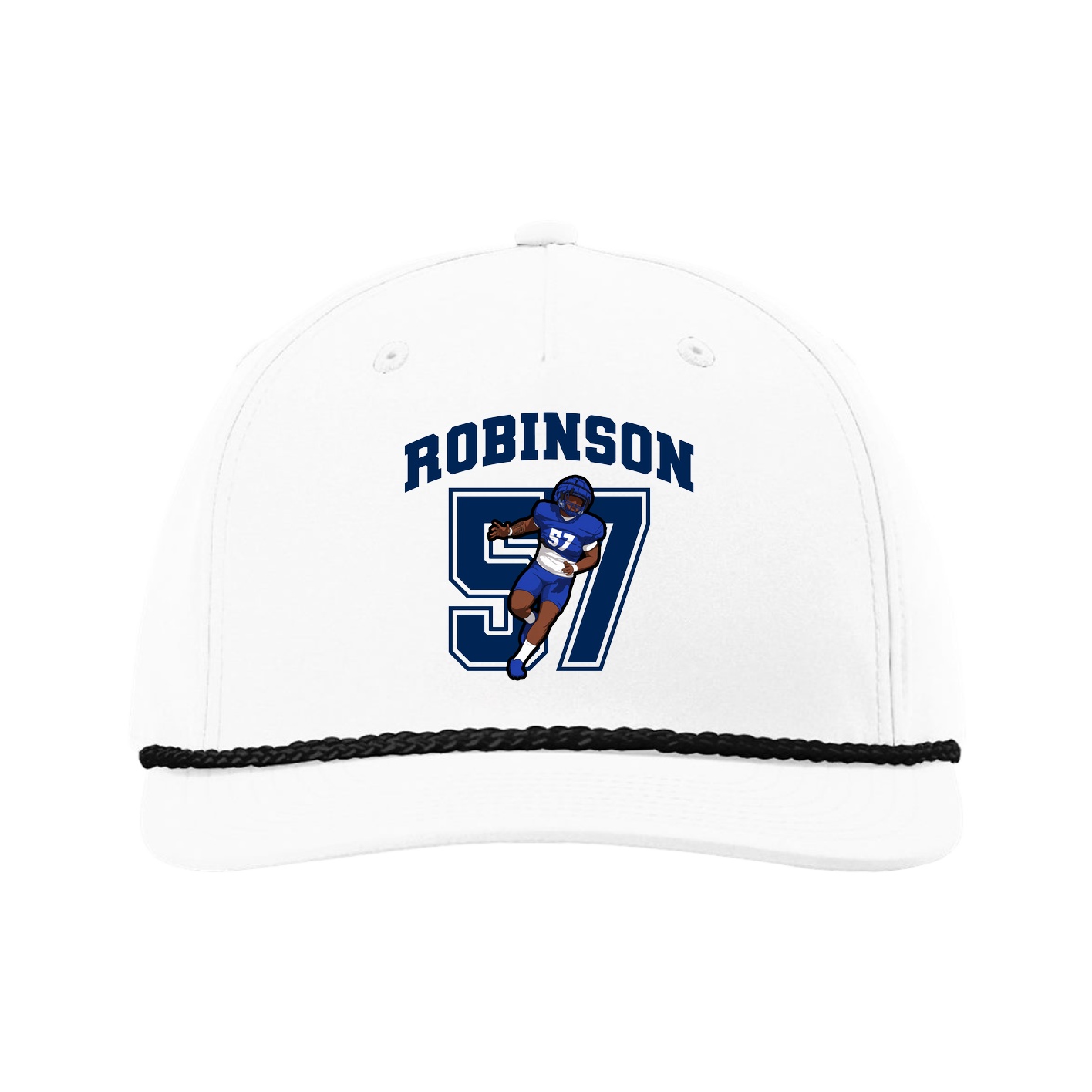Five-Panel Classic Rope Cap — Number in White