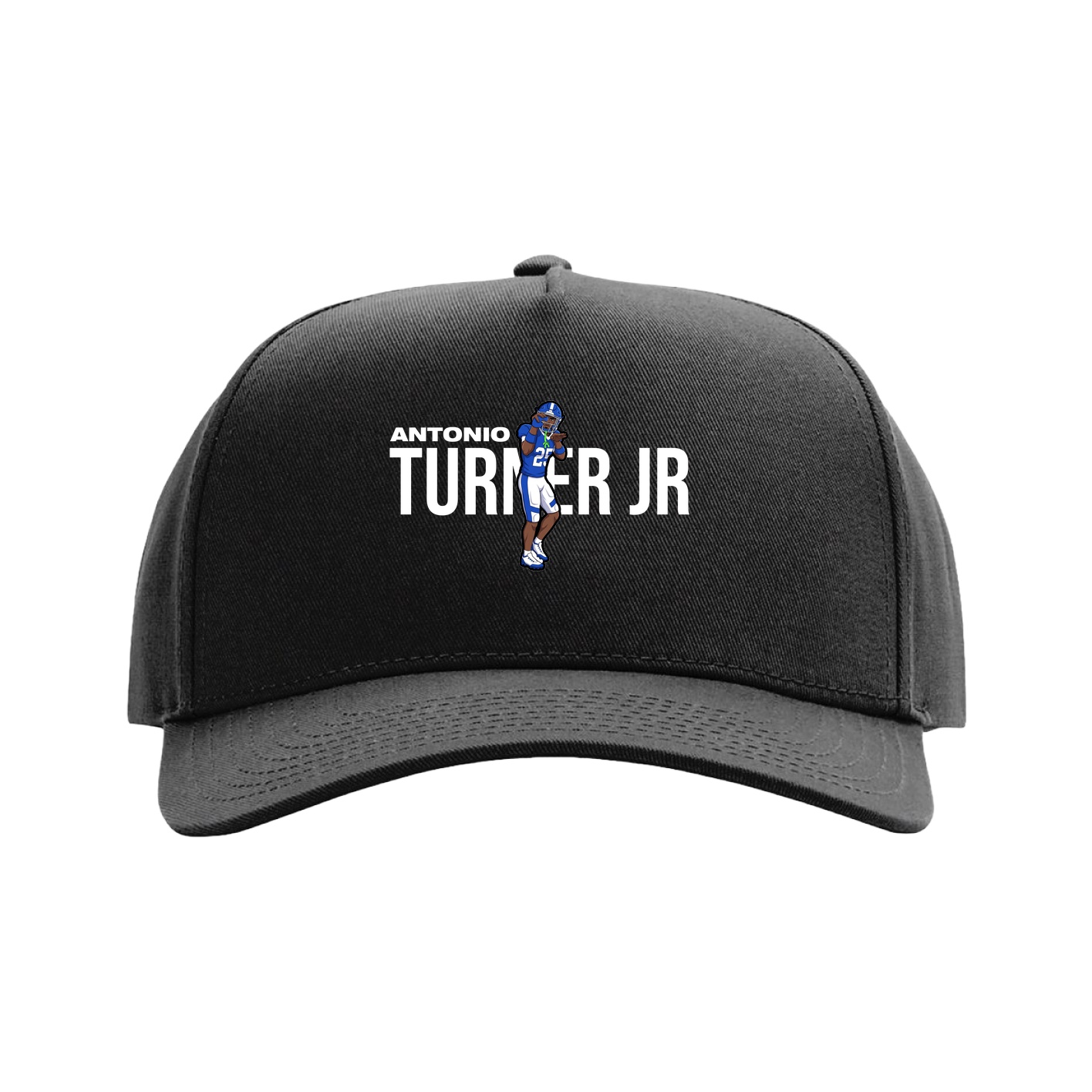 Full Fabric Five-Panel Champ Cap — Player Name in Black