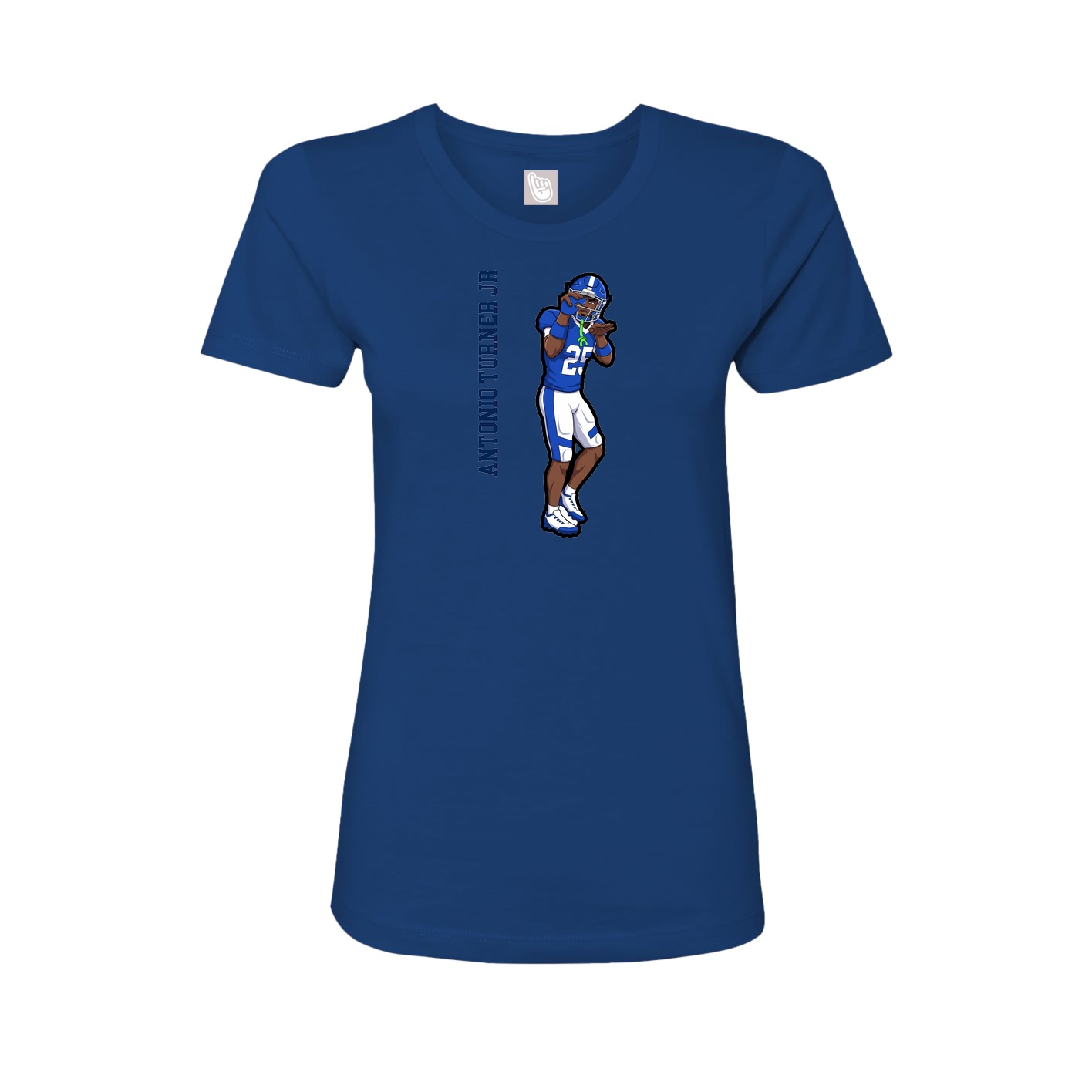 Fitted Women's Tee — Name Vertical in Royal