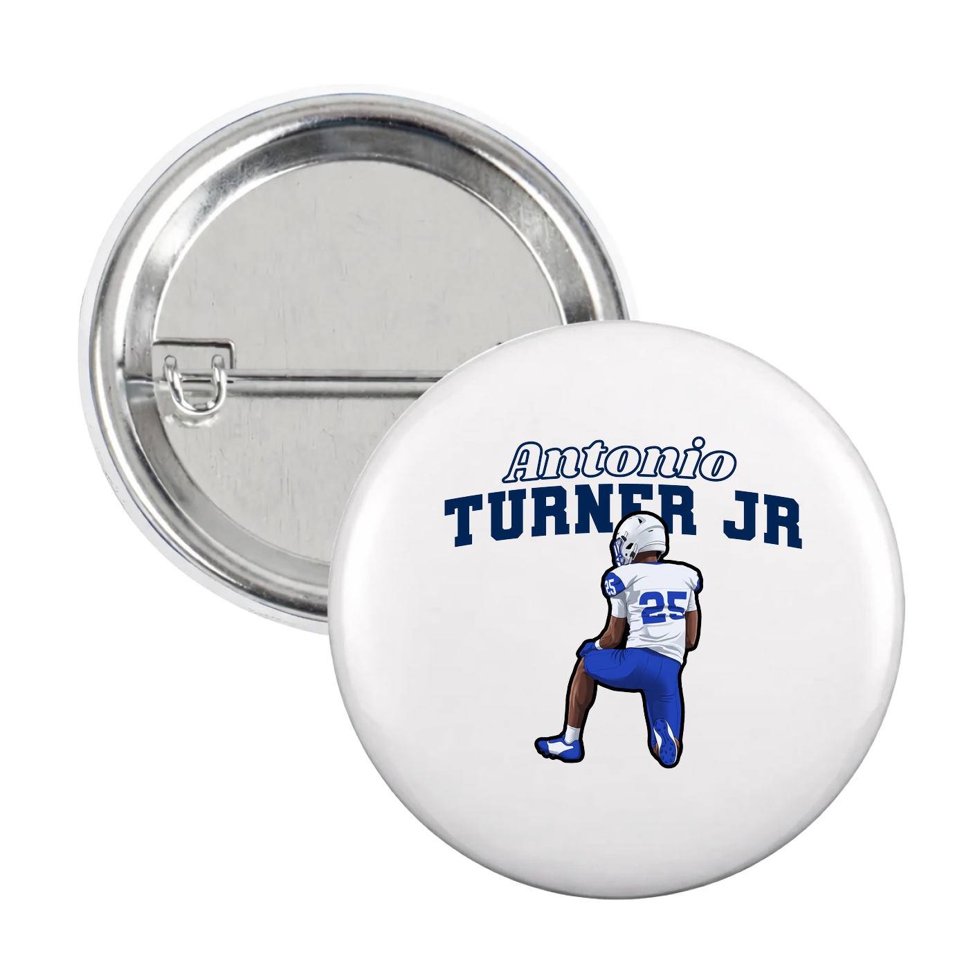 Game Day Button — Name Arch in White