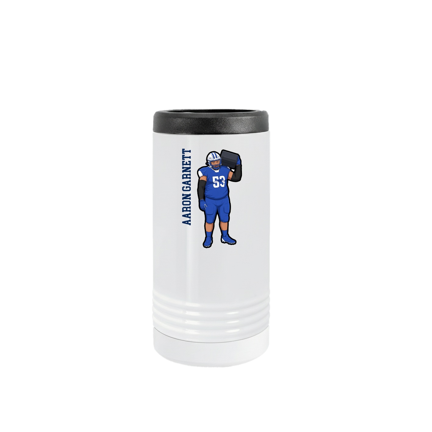 Slim Beverage Holder — Name Vertical in White