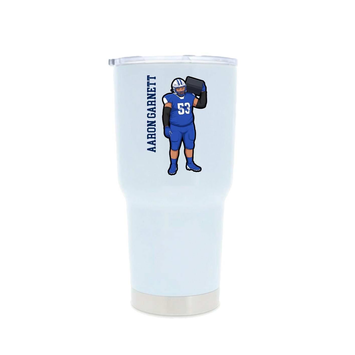 30oz Stainless Steel Tumbler — Name Vertical in White