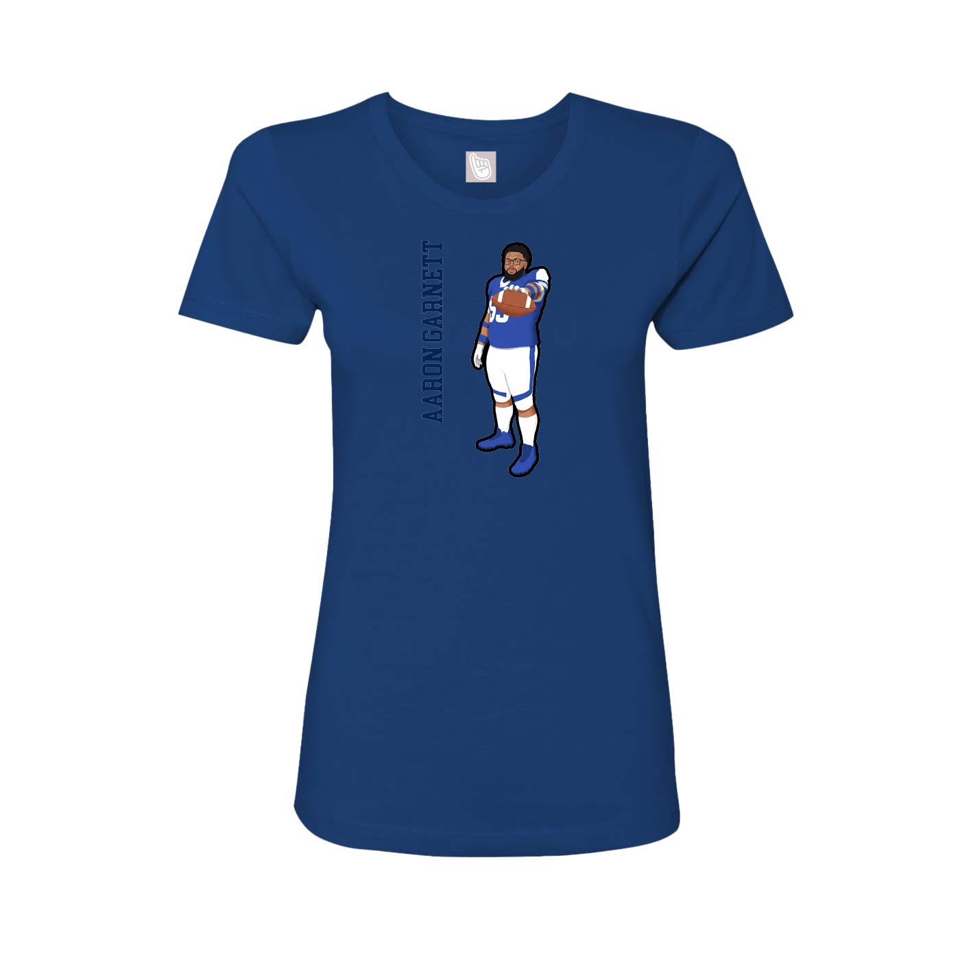 Fitted Women's Tee — Name Vertical in Royal