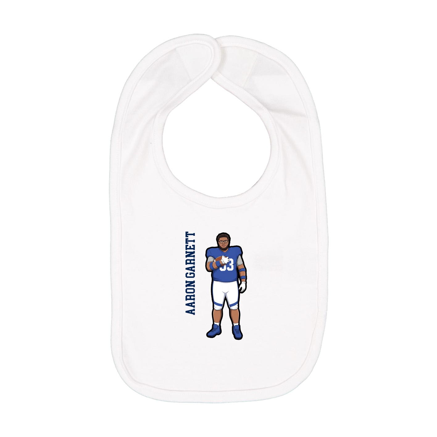 Infant Bib — Name Vertical in White