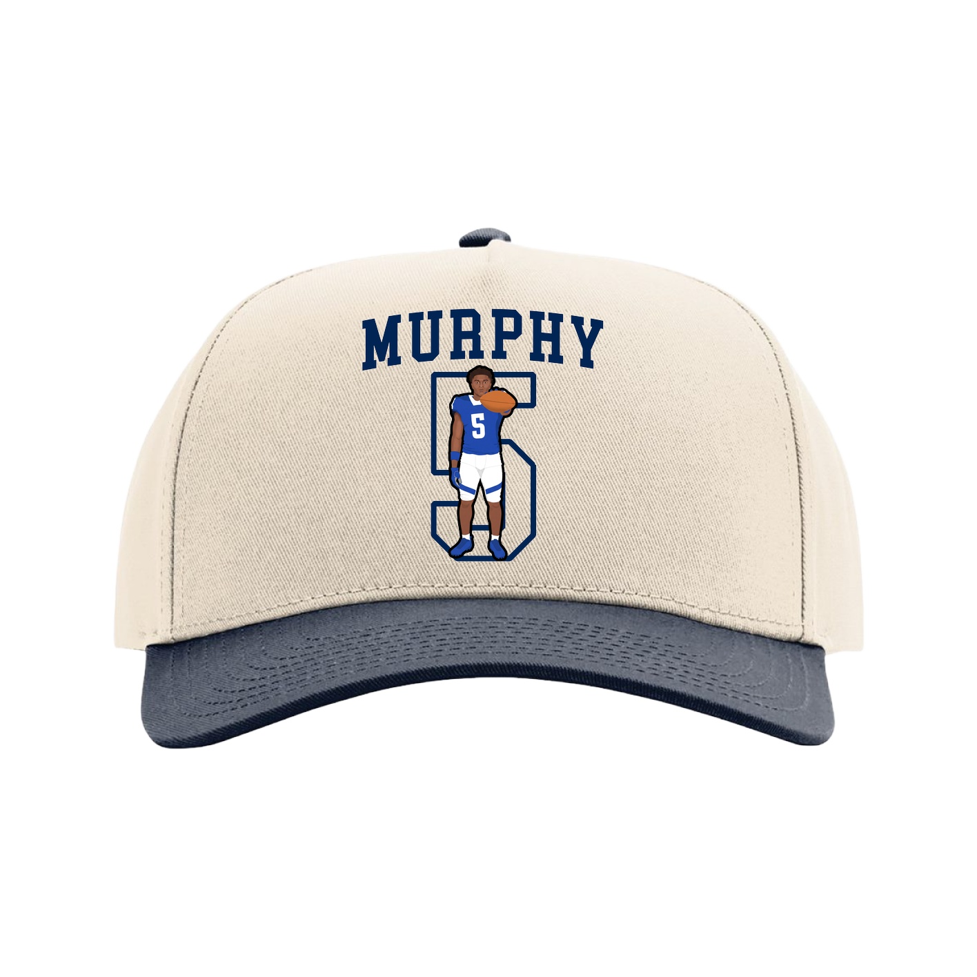 Full Fabric Five-Panel Champ Cap — Shirsey in Cream/Navy