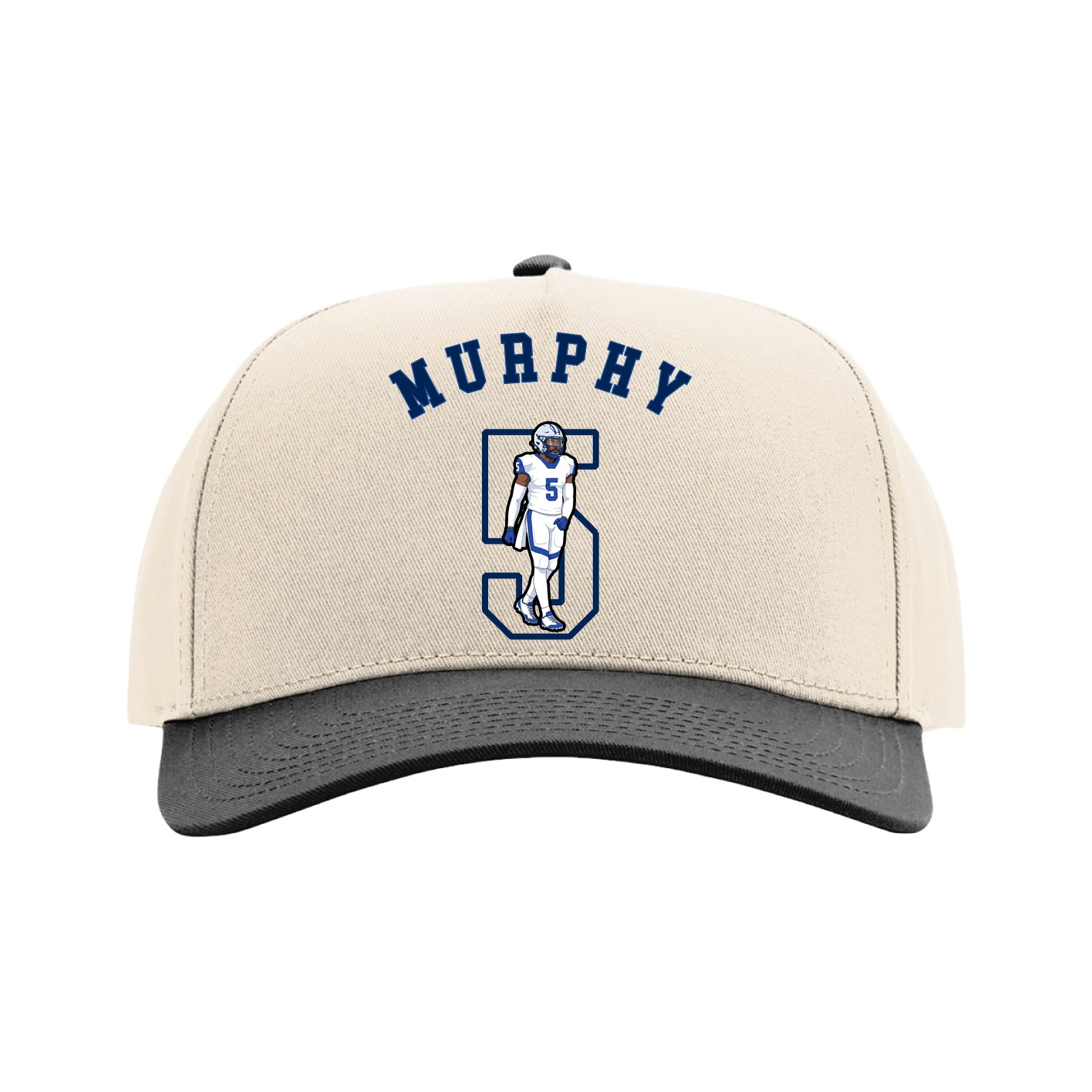 Full Fabric Five-Panel Champ Cap — Shirsey Arch in Cream/Black