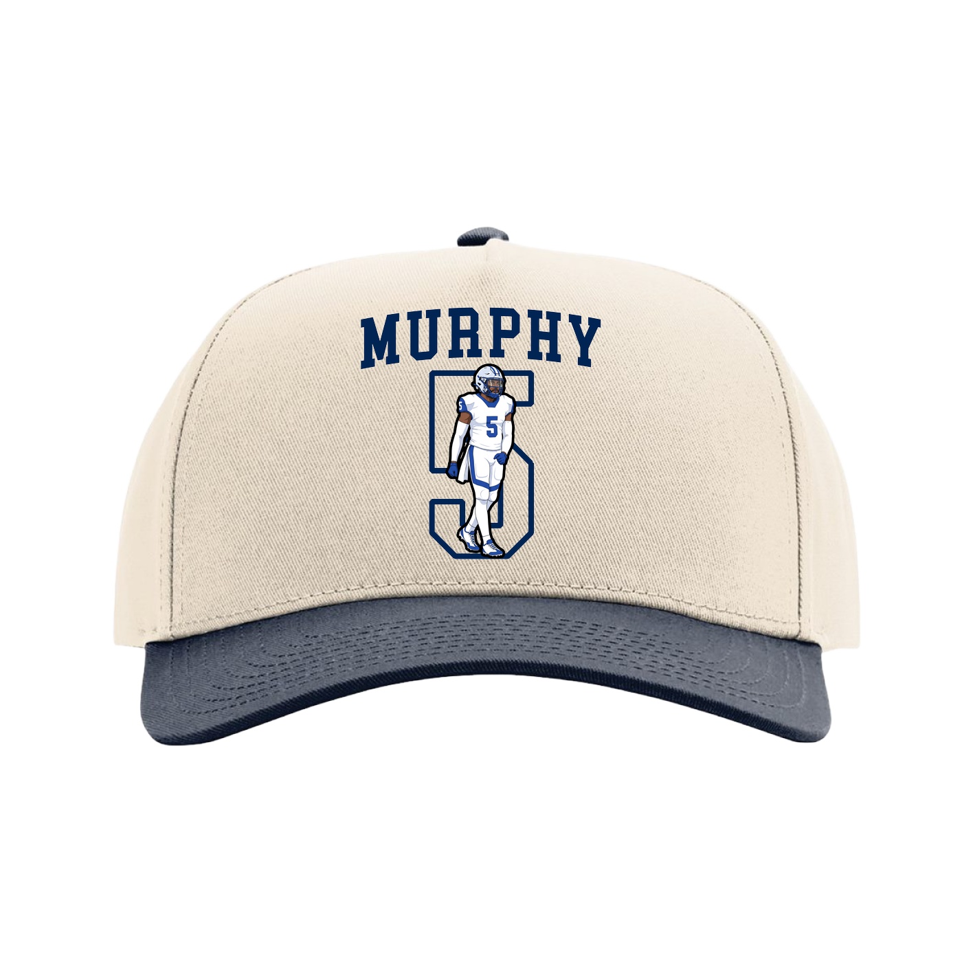 Full Fabric Five-Panel Champ Cap — Shirsey in Cream/Navy