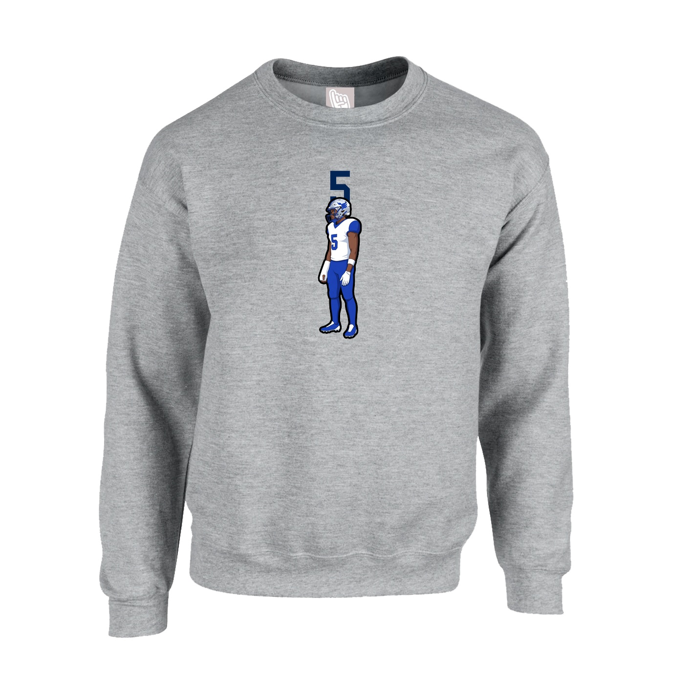 Fleece Crew — Number Top in Grey