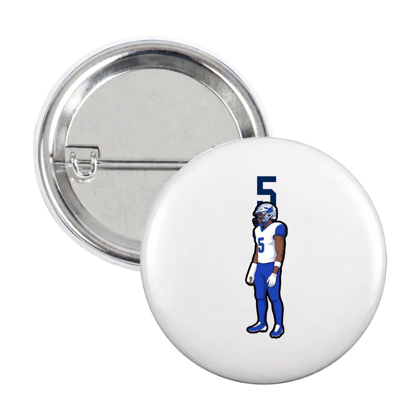 Game Day Button — Number Top in White