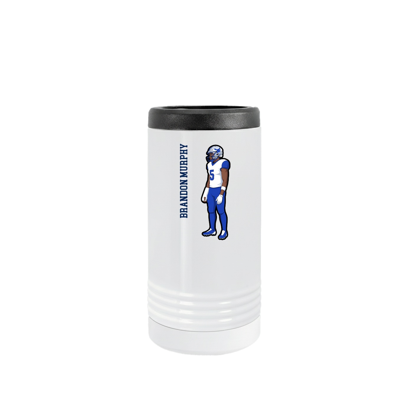 Slim Beverage Holder — Name Vertical in White