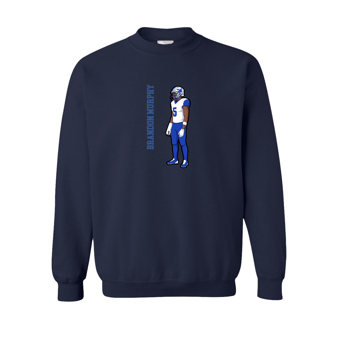 Fleece Crew — Name Vertical in Navy