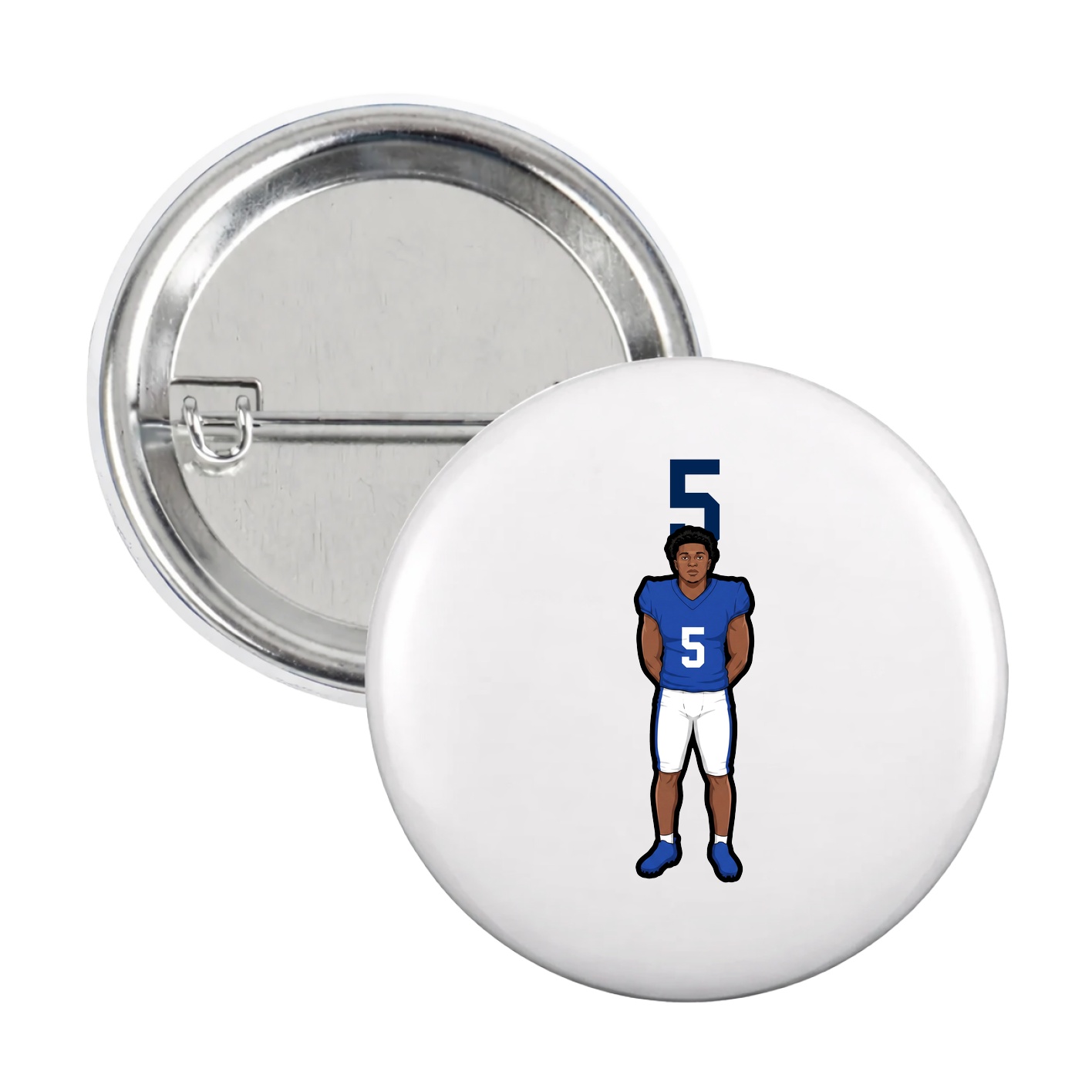 Game Day Button — Number Top in White