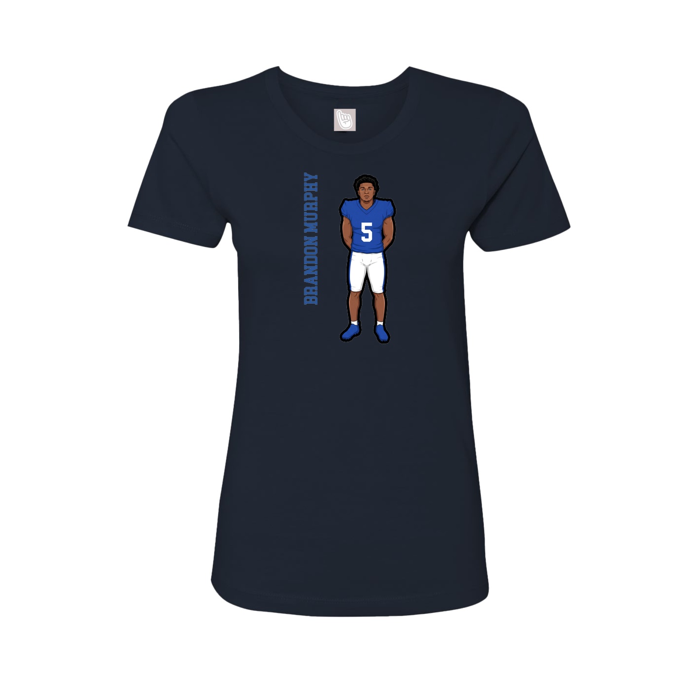 Womens Tee — Name Vertical in Navy