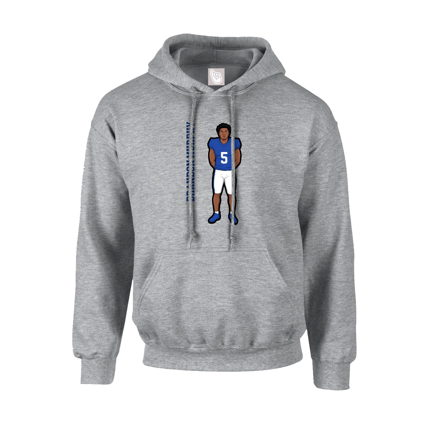 Youth Hoodie — Name Vertical in Grey