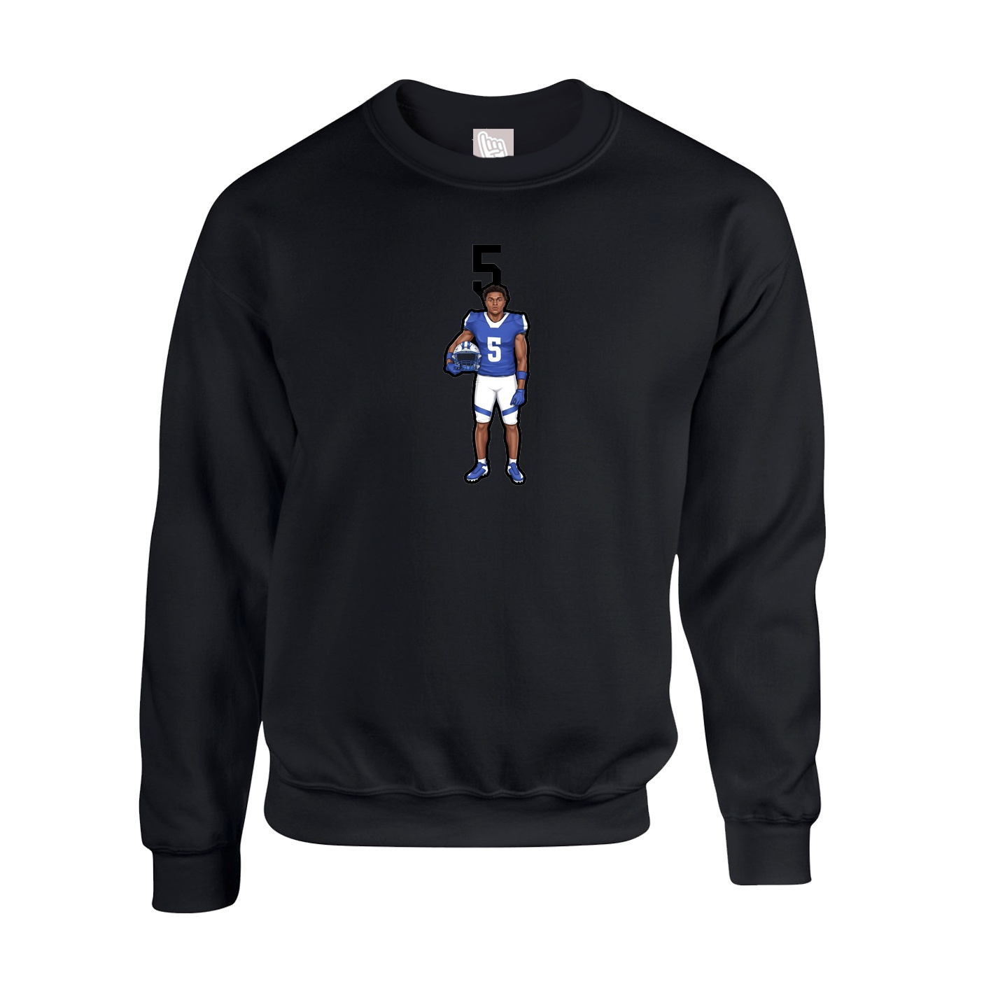 Fleece Crew — Number Top in Black