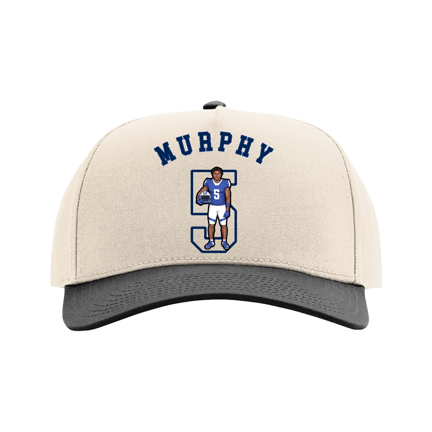 Full Fabric Five-Panel Champ Cap — Shirsey Arch in Cream/Black