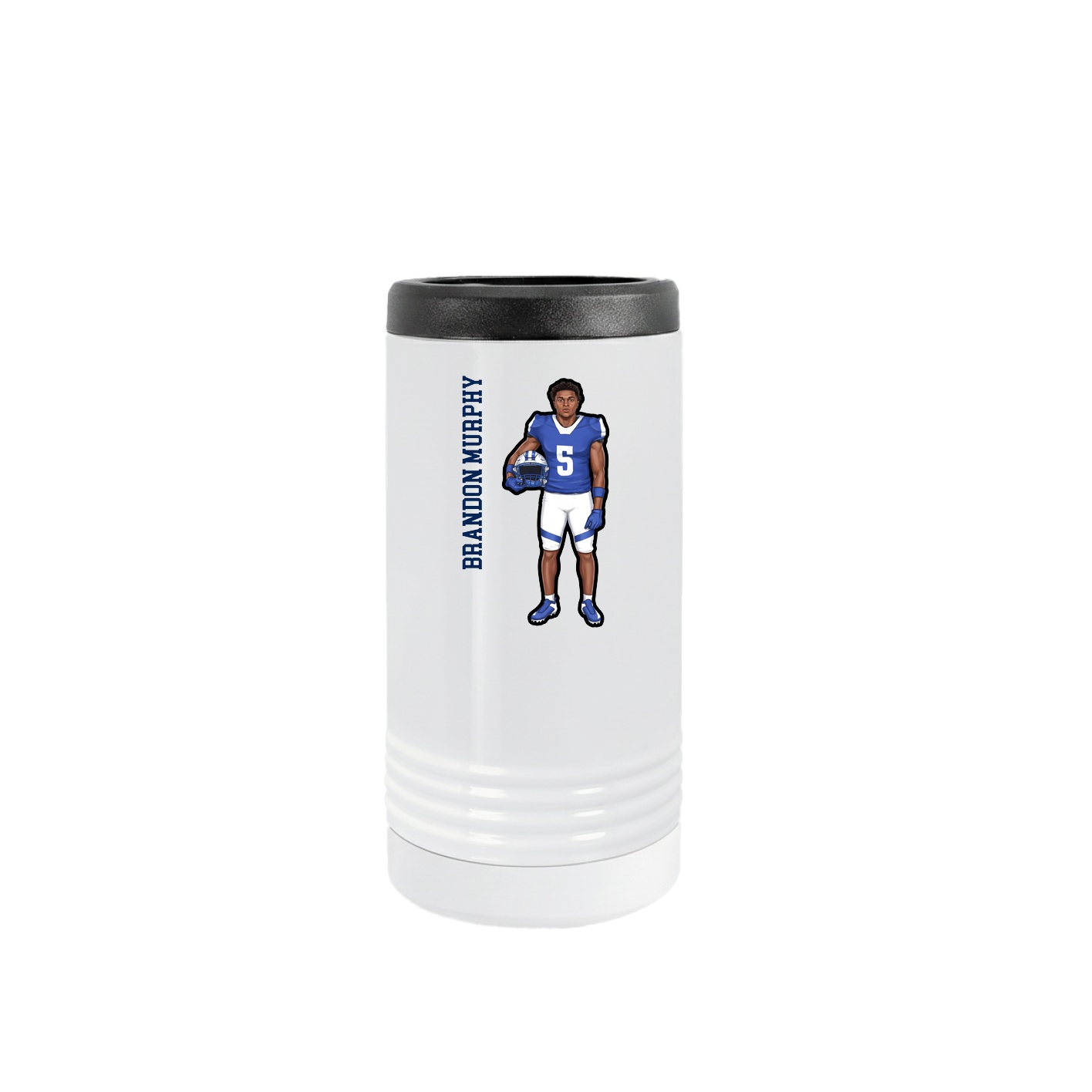 Slim Beverage Holder — Name Vertical in White