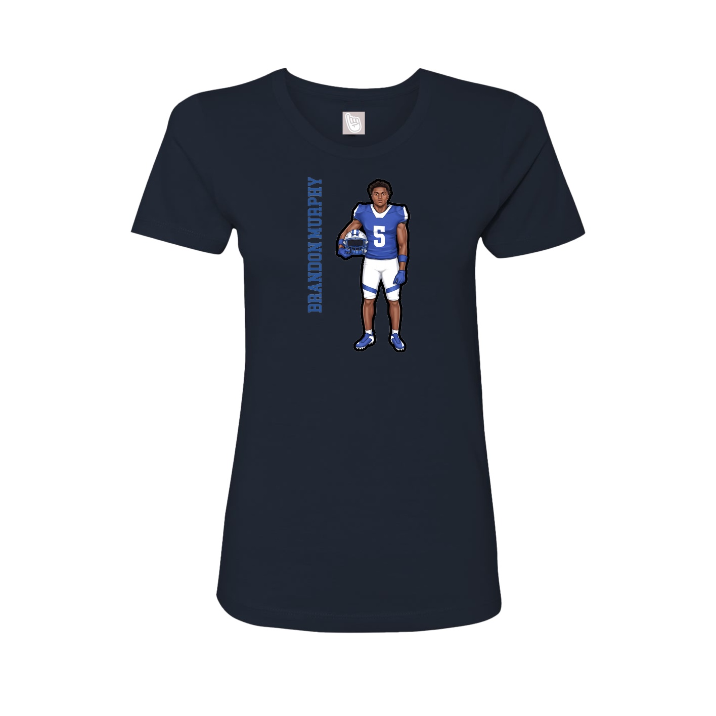 Womens Tee — Name Vertical in Navy