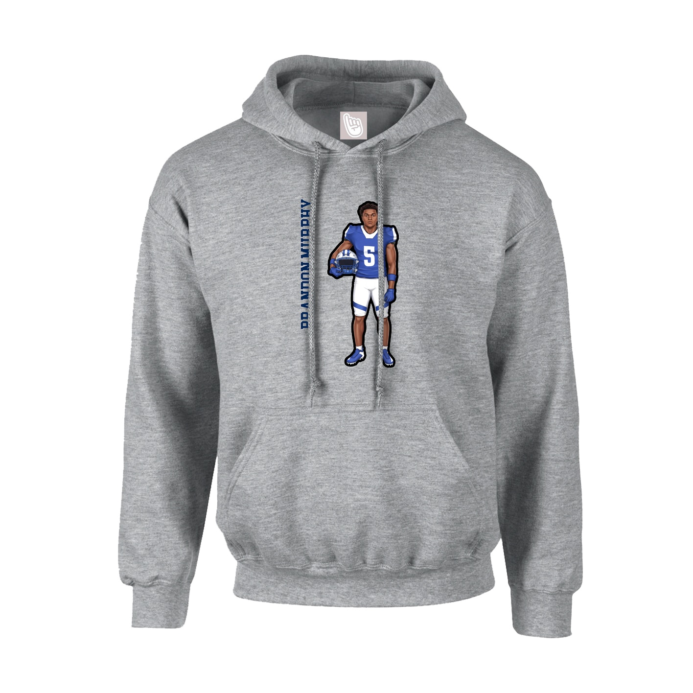 Hoodie — Name Vertical in Grey