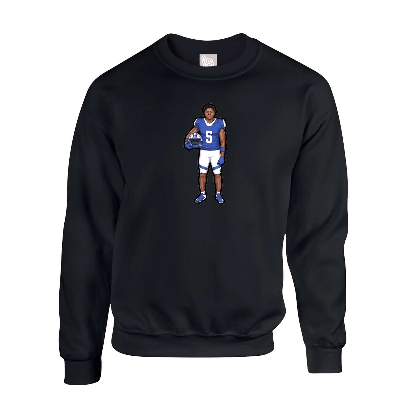 Fleece Crew — Name Vertical in Black