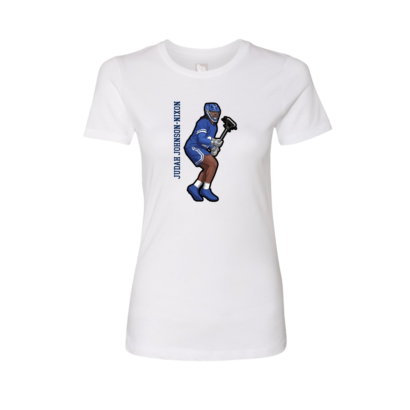 Fitted Women's Tee — Name Vertical in White