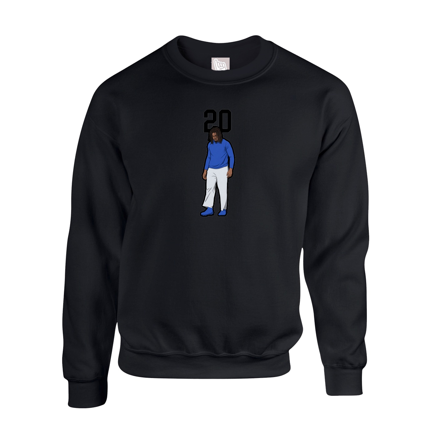 Fleece Crew — Number Top in Black