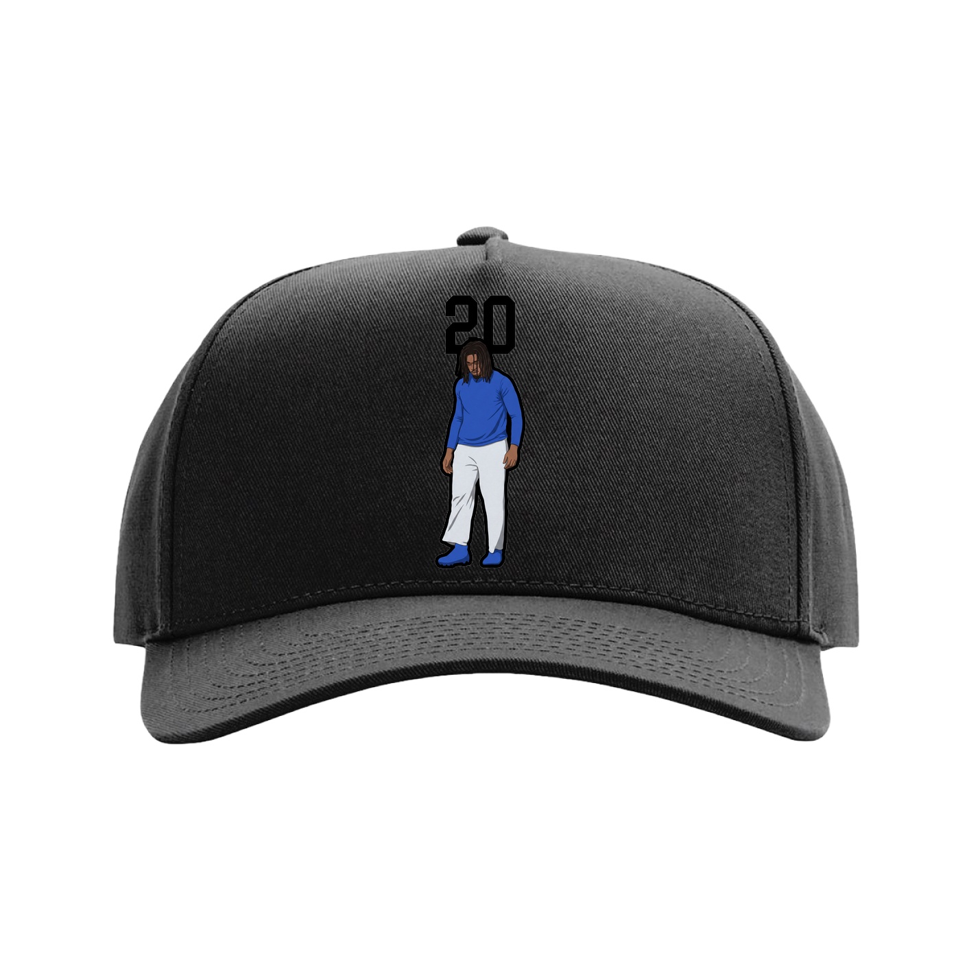 Full Fabric Five-Panel Champ Cap — Number Top in Black