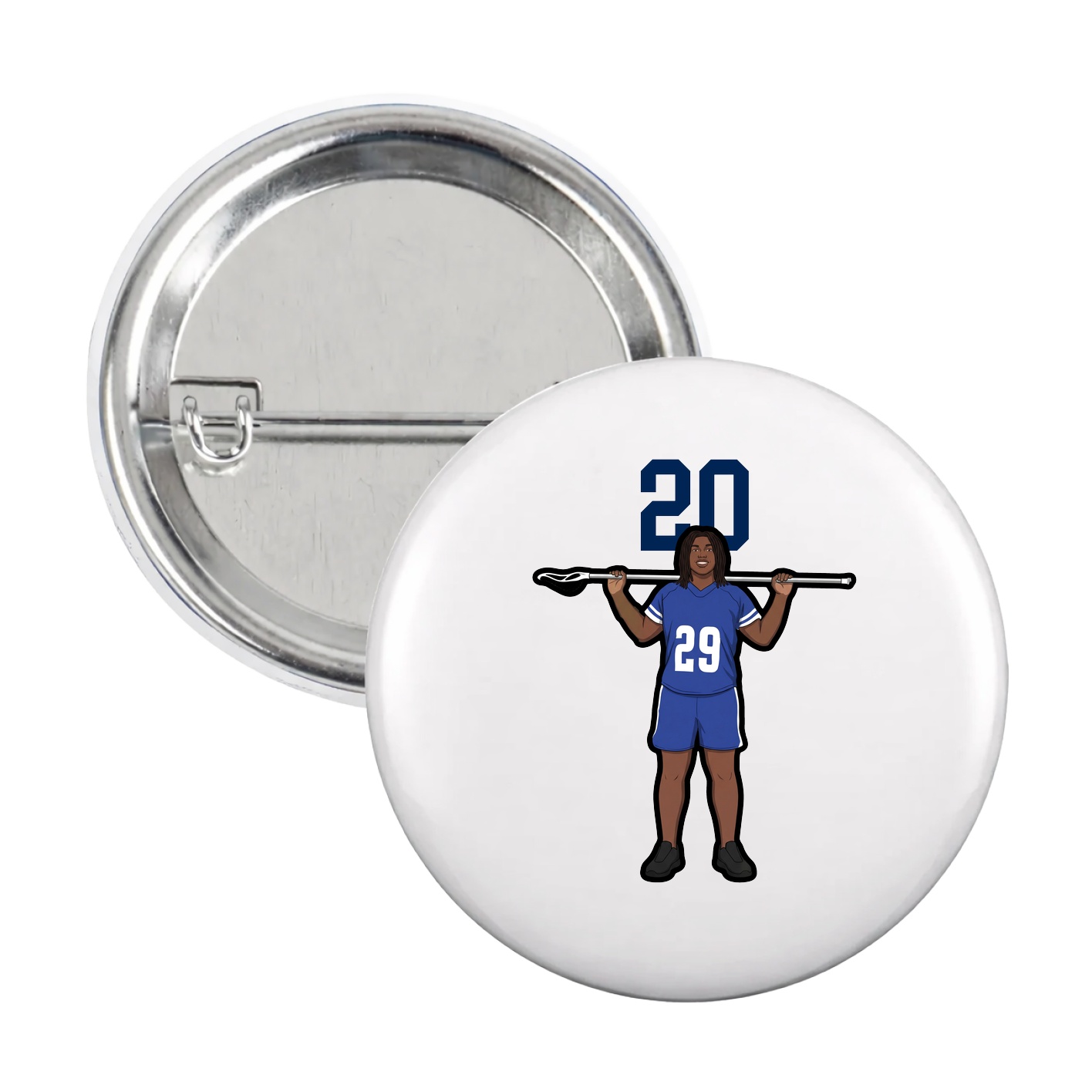 Game Day Button — Number Top in White