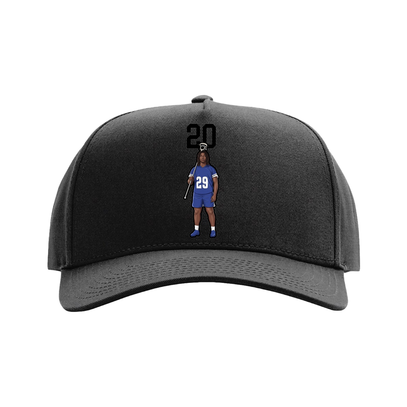 Full Fabric Five-Panel Champ Cap — Number Top in Black