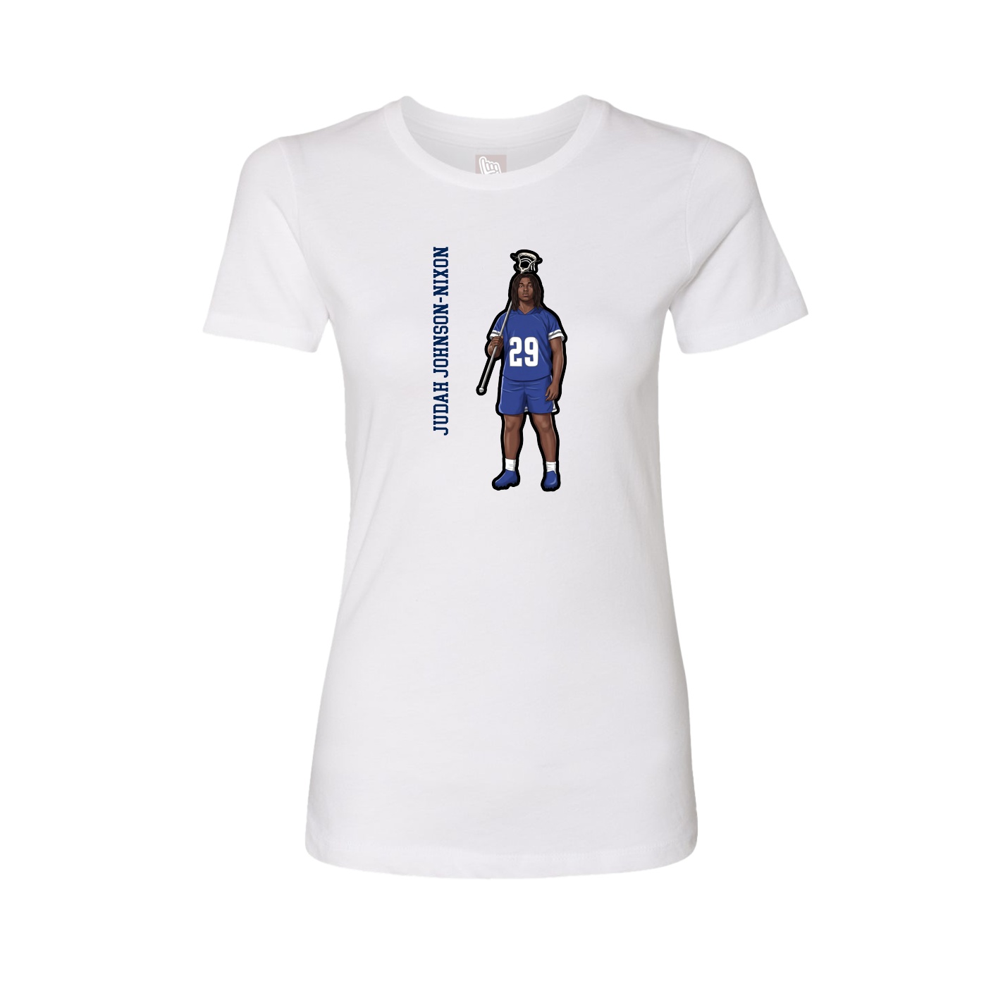 Womens Tee — Name Vertical in White