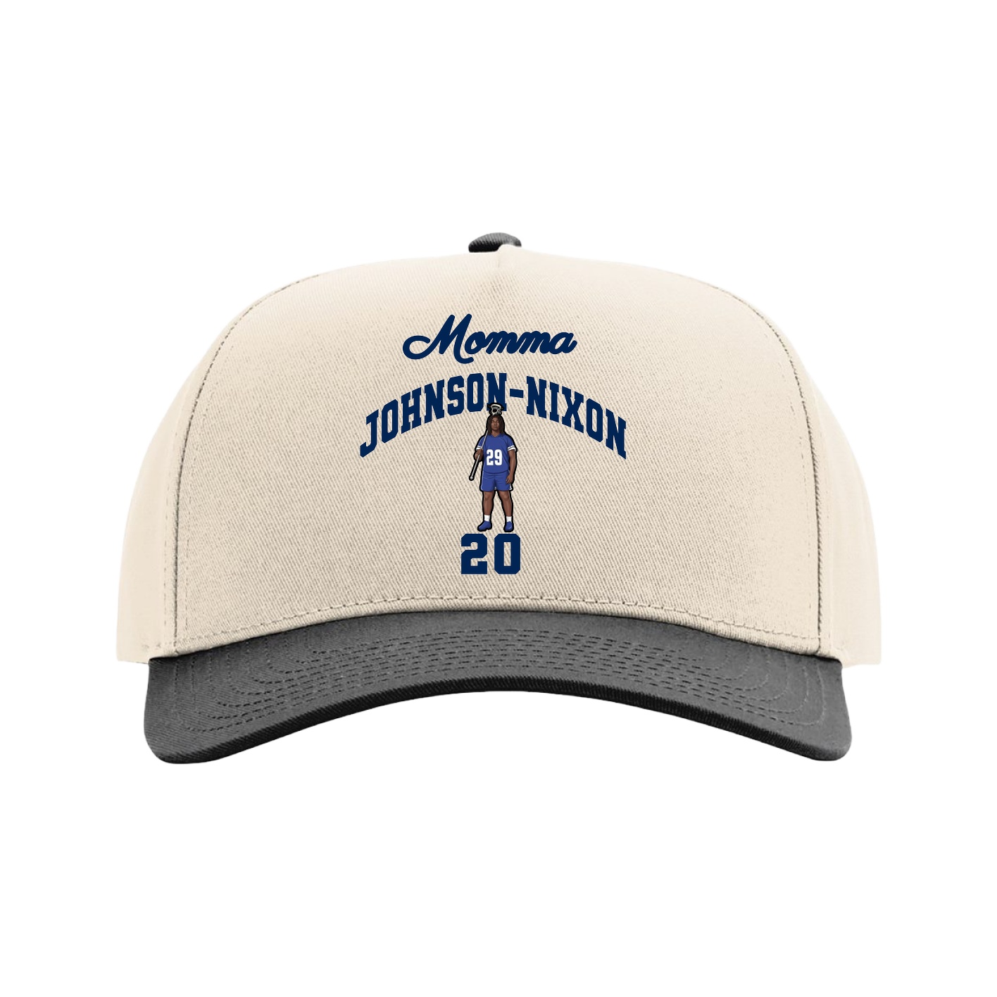 Full Fabric Five-Panel Champ Cap — Mothers Day Arch in Cream/Black