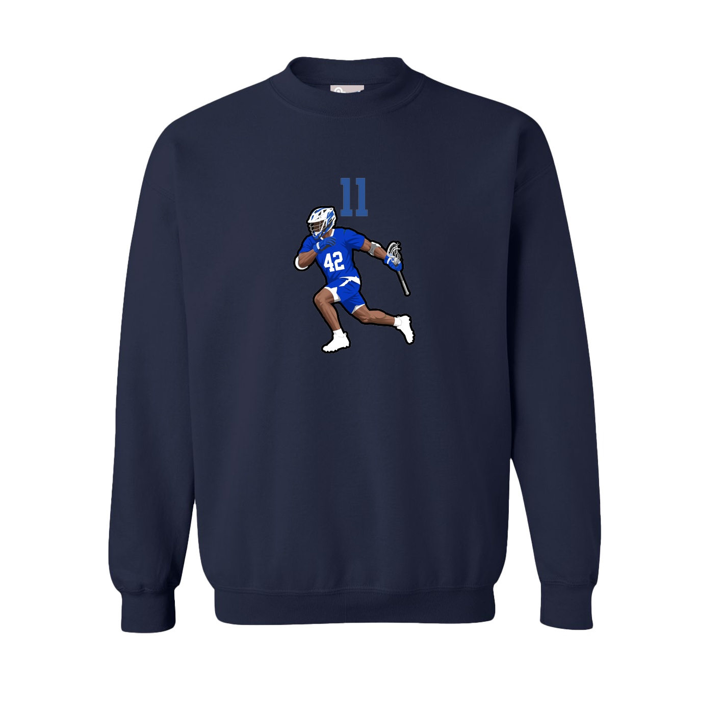 Fleece Crew — Number Top in Navy