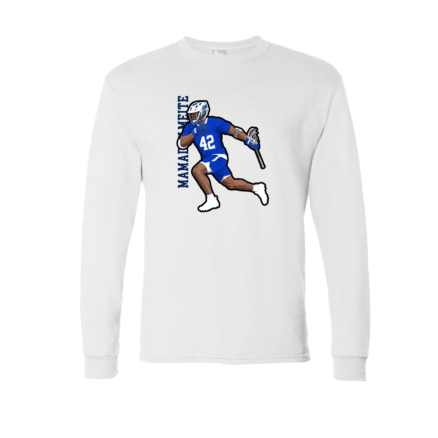 Long Sleeve Tee — Name Vertical in White