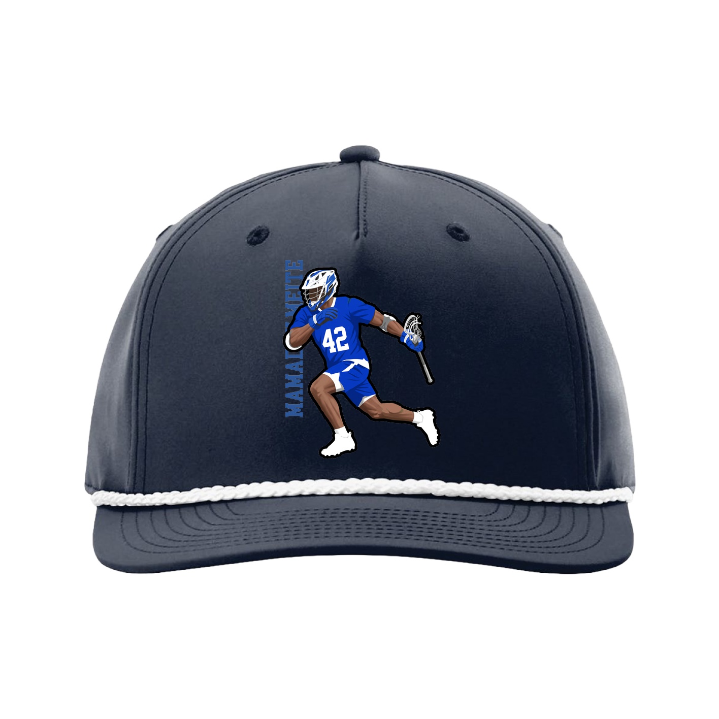 Five-Panel Classic Rope Cap — Name Vertical in Navy