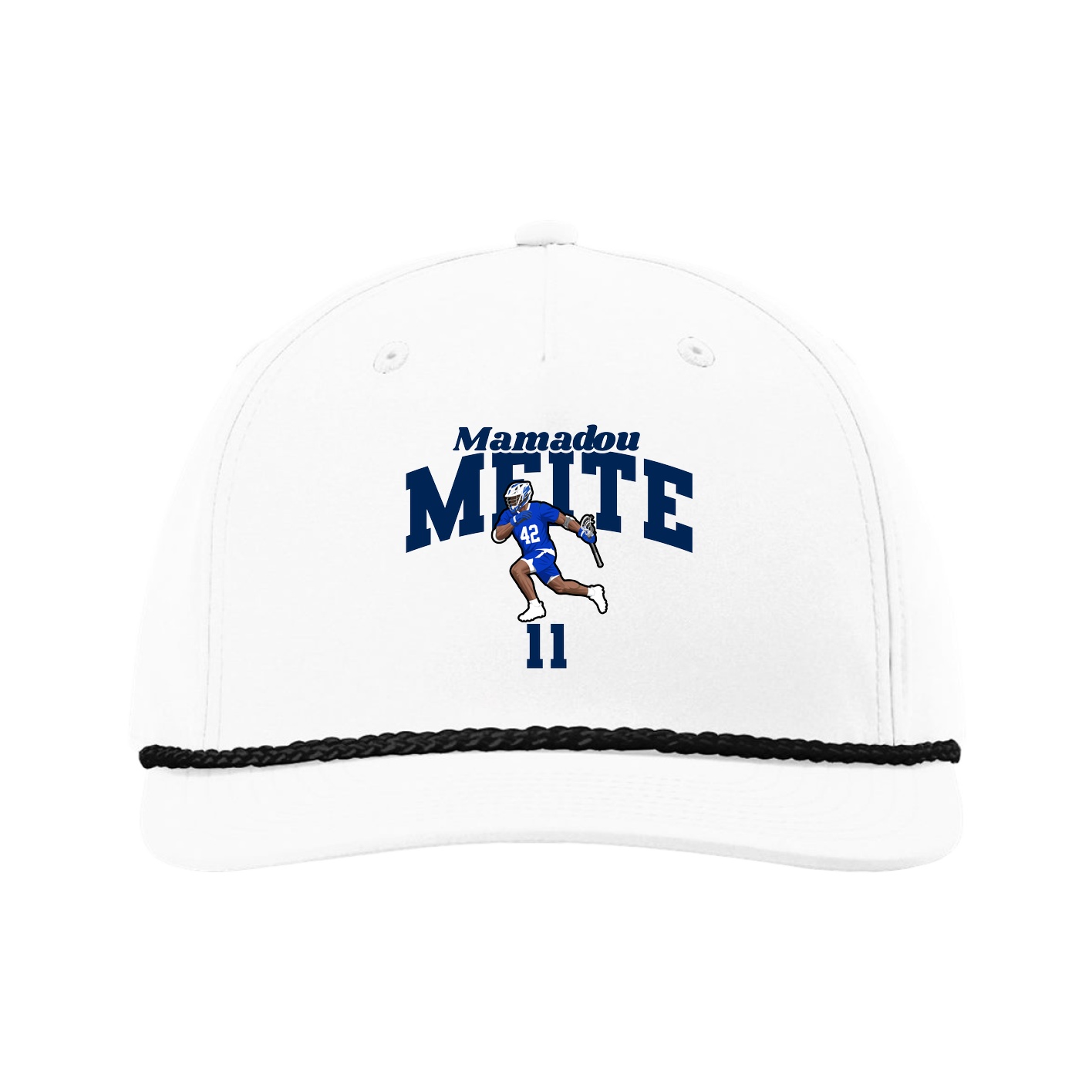 Five-Panel Classic Rope Cap — Signature Arch in White