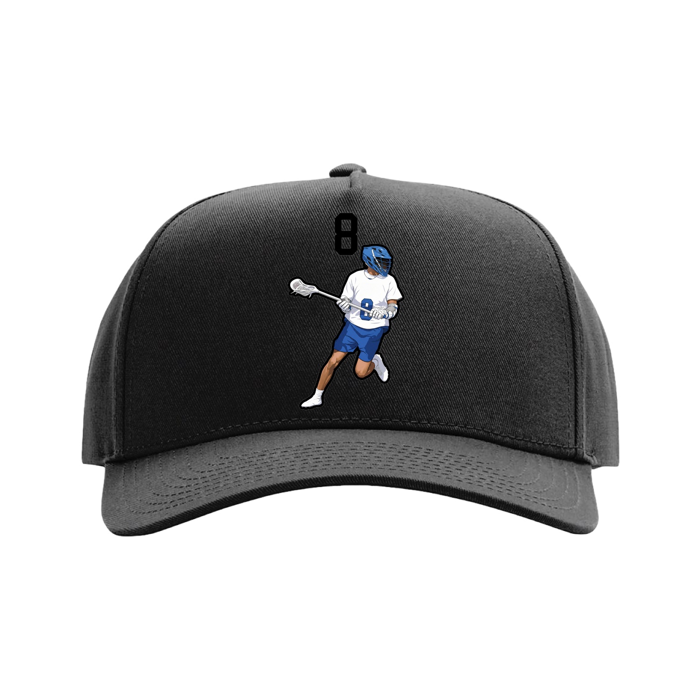 Full Fabric Five-Panel Champ Cap — Number Top in Black