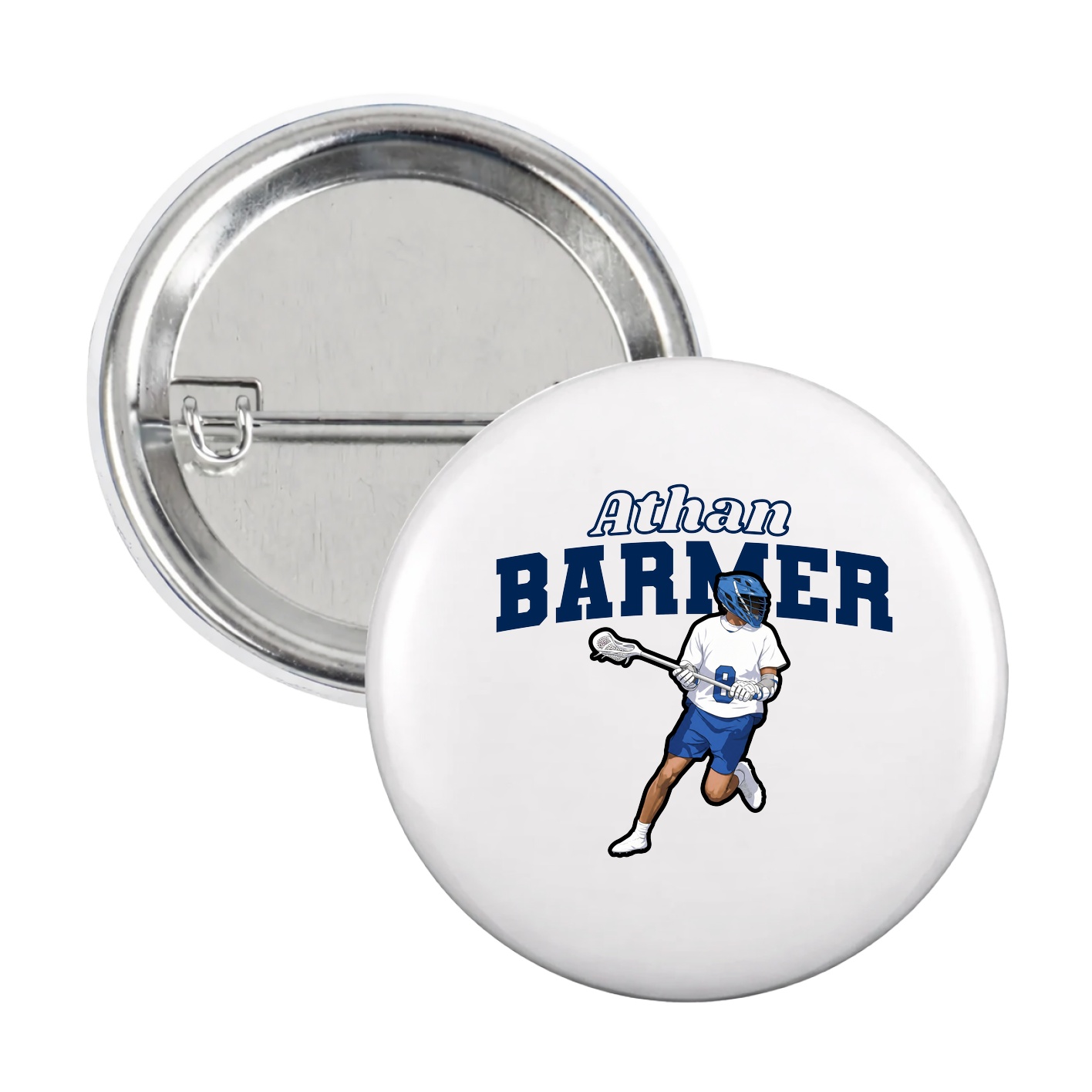 Game Day Button — Name Arch in White