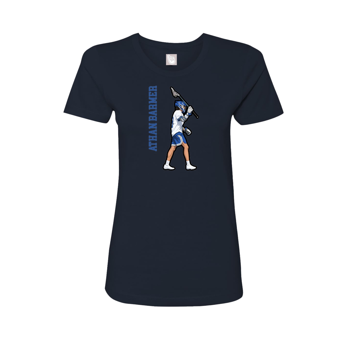Fitted Women's Tee — Name Vertical in Navy