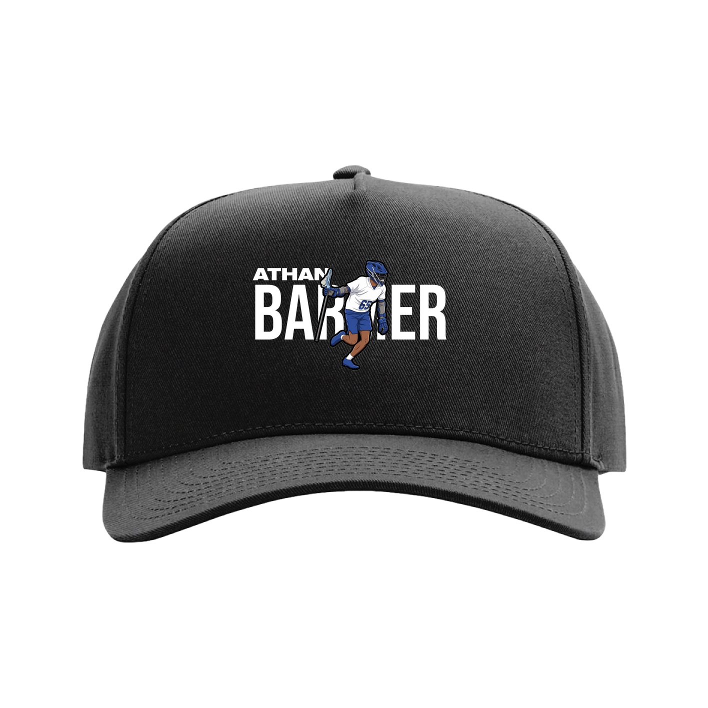 Full Fabric Five-Panel Champ Cap — Player Name in Black